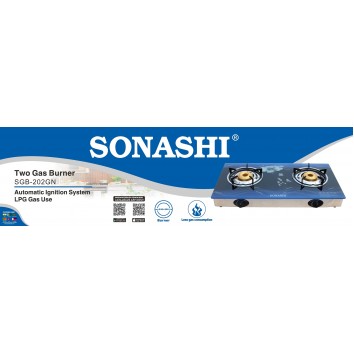 SONASHI TWO BURNER GLASS TOP GAS STOVE SGB-202GN SONASHI TWO BURNER GLASS TOP GAS STOVE SGB-202GN